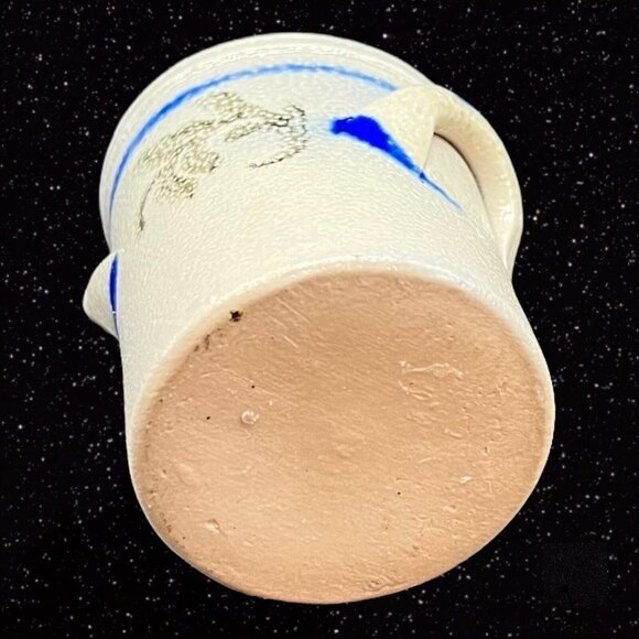 Vintage Salt Glaze Miniature Crock Vase Pottery German Gray Cobalt Blue 2.25”T - Picture 4 of 12